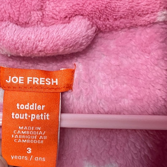 Joe Fresh Pink with White Stars Bath Robe, Toddler Girl Size 3, Warm cozy robe - Picture 6 of 8